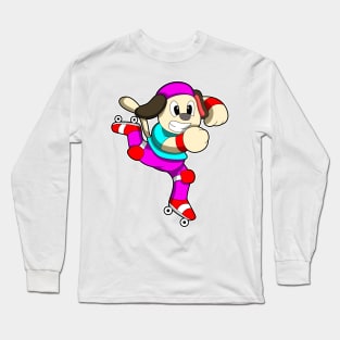 Dog at Inline skating with Inline skates & Cap Long Sleeve T-Shirt